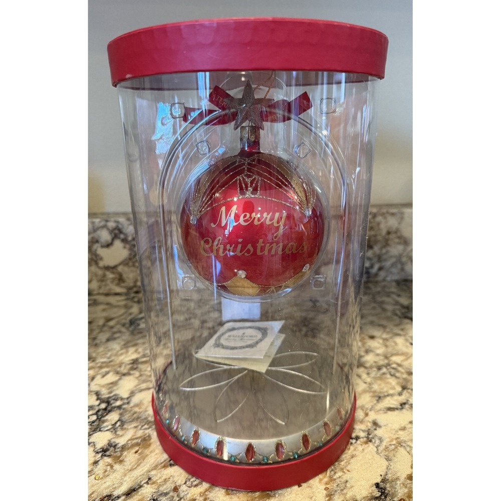 NIB WATERFORD Holiday‎ Heirlooms 2008 Christmas Red Ball Ornament w/Stand
